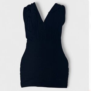 Express Women’s Black Sleeveless Bandage Body Con V neck Dress Sz XS Black